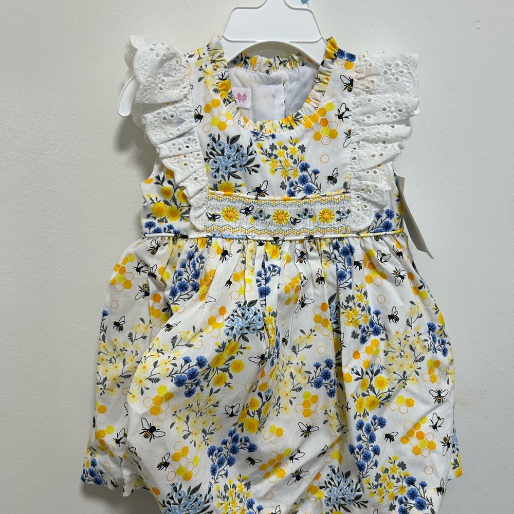 Bonnie Baby White and Yellow Floral Dress